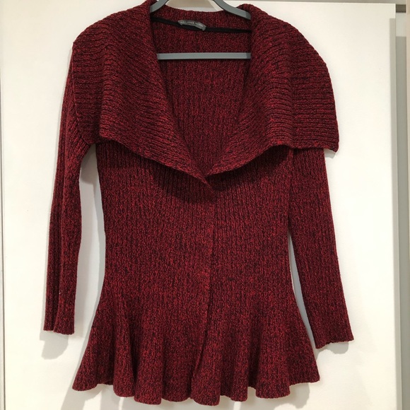 Alexander McQueen peplum marked Red Wool Cardigan sweater - Picture 8 of 13